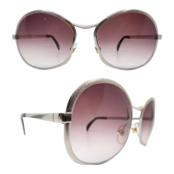 1970’s Unisex Metallic Silver Sunglasses, Made in Italy